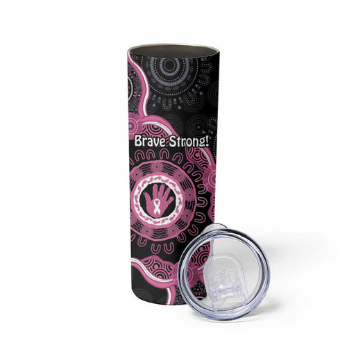 Personalised Australia Breast Cancer Skinny Tumbler Brave Strong Aboriginal Art