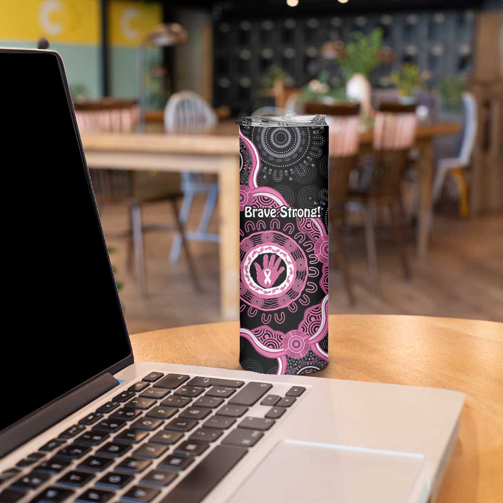 Personalised Australia Breast Cancer Skinny Tumbler Brave Strong Aboriginal Art
