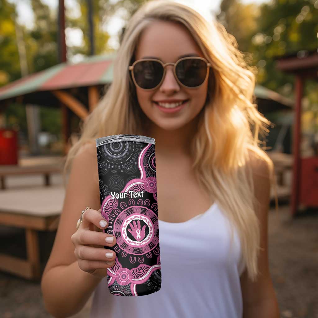 Personalised Australia Breast Cancer Skinny Tumbler Brave Strong Aboriginal Art