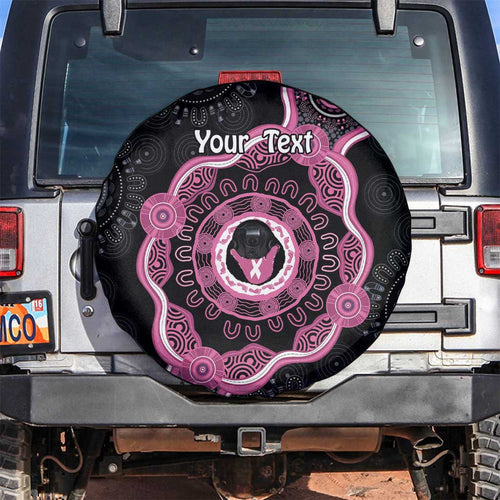 Personalised Australia Breast Cancer Spare Tire Cover Brave Strong Aboriginal Art