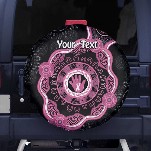 Personalised Australia Breast Cancer Spare Tire Cover Brave Strong Aboriginal Art