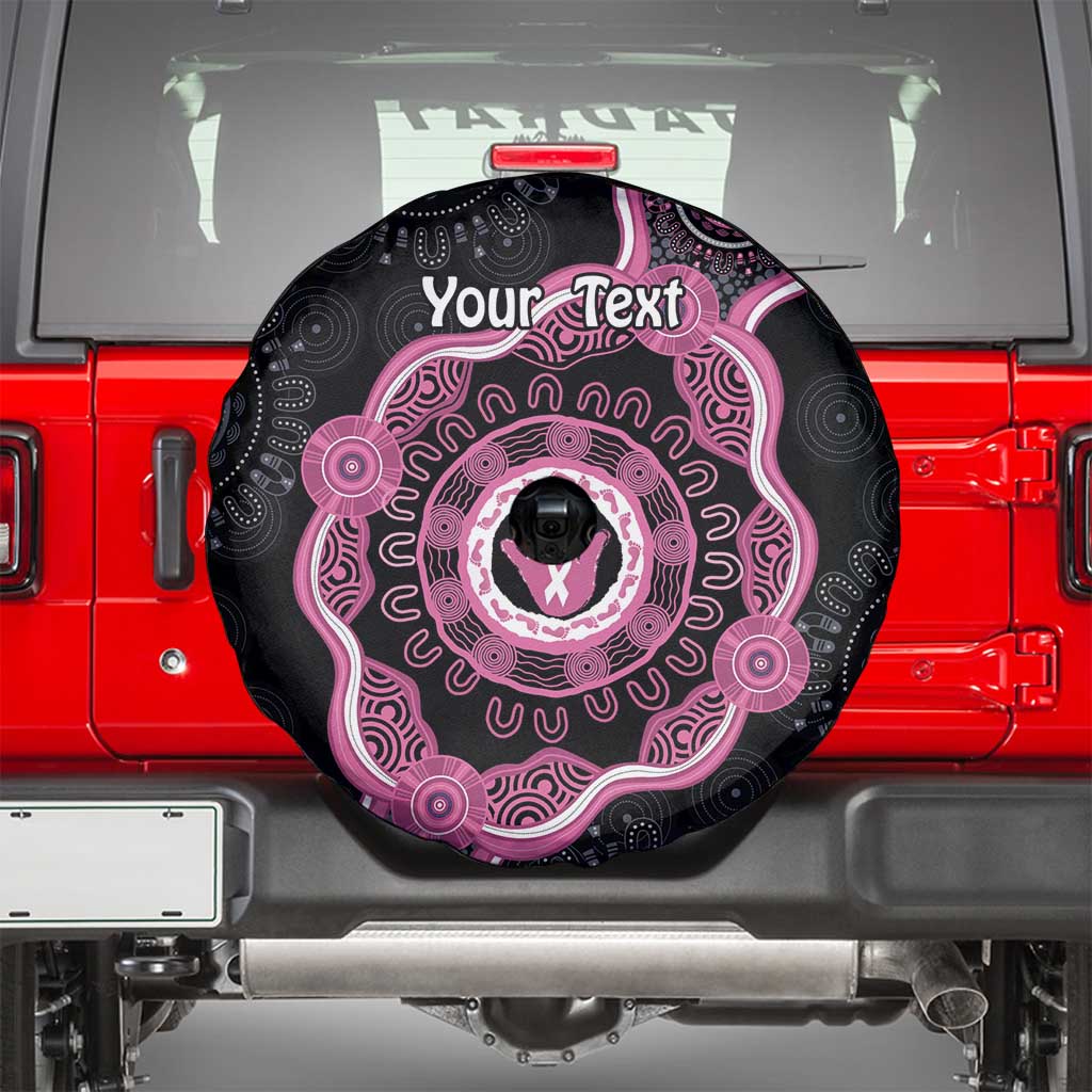 Personalised Australia Breast Cancer Spare Tire Cover Brave Strong Aboriginal Art