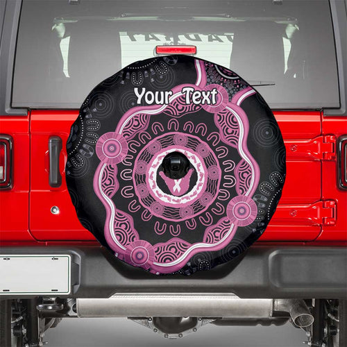 Personalised Australia Breast Cancer Spare Tire Cover Brave Strong Aboriginal Art