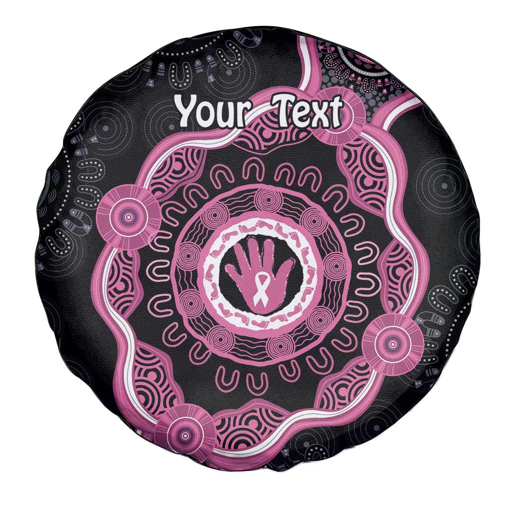 Personalised Australia Breast Cancer Spare Tire Cover Brave Strong Aboriginal Art