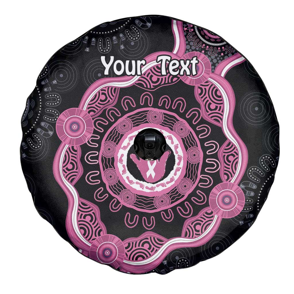 Personalised Australia Breast Cancer Spare Tire Cover Brave Strong Aboriginal Art