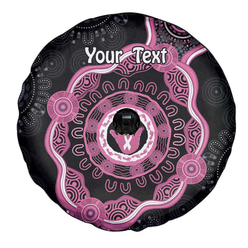 Personalised Australia Breast Cancer Spare Tire Cover Brave Strong Aboriginal Art