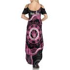 Personalised Australia Breast Cancer Summer Maxi Dress Brave Strong Aboriginal Art