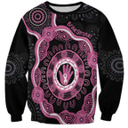 Personalised Australia Breast Cancer Sweatshirt Brave Strong Aboriginal Art