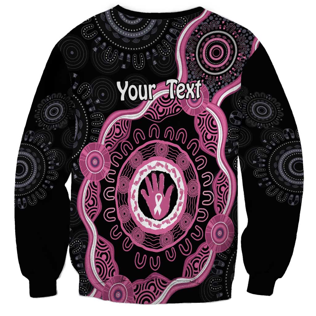 Personalised Australia Breast Cancer Sweatshirt Brave Strong Aboriginal Art