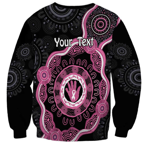 Personalised Australia Breast Cancer Sweatshirt Brave Strong Aboriginal Art