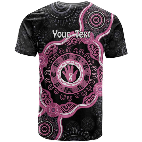 Personalised Australia Breast Cancer T Shirt Brave Strong Aboriginal Art
