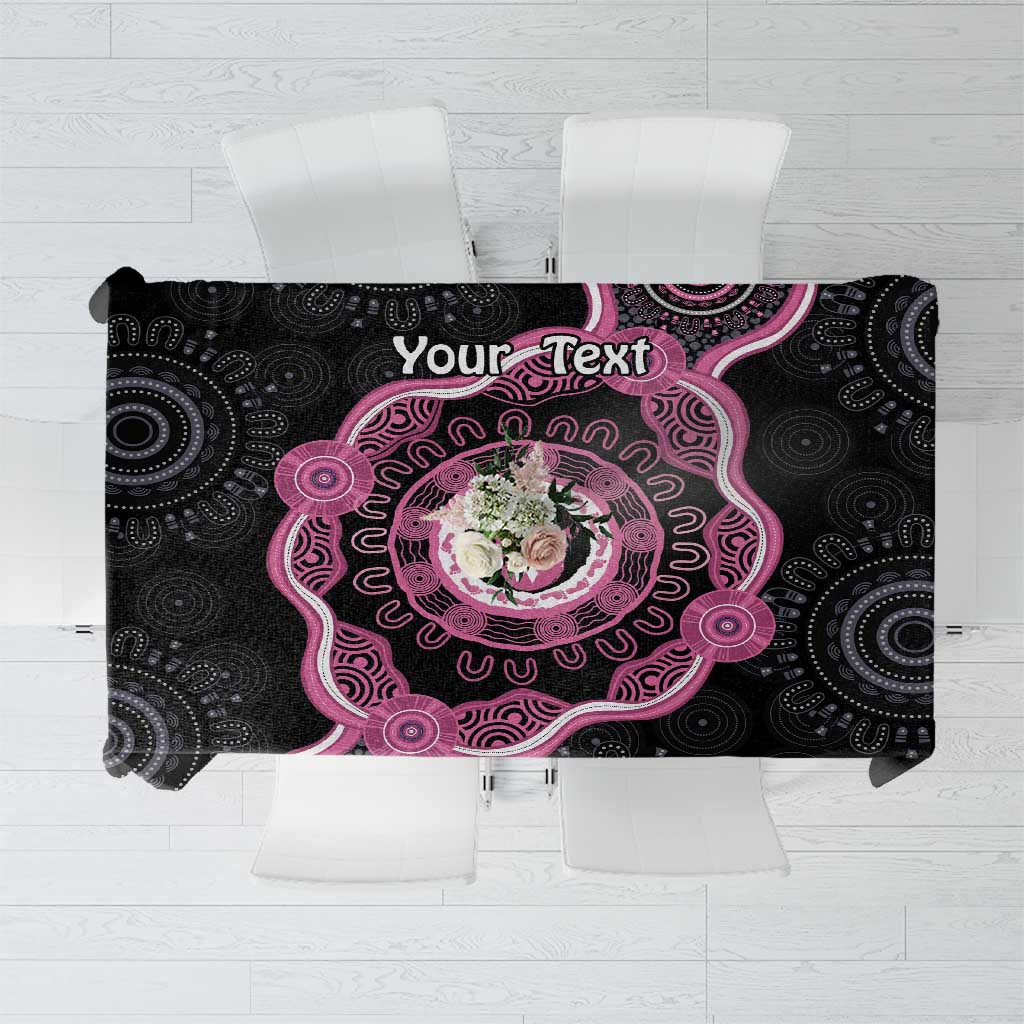 Personalised Australia Breast Cancer Tablecloth Brave Strong Aboriginal Art