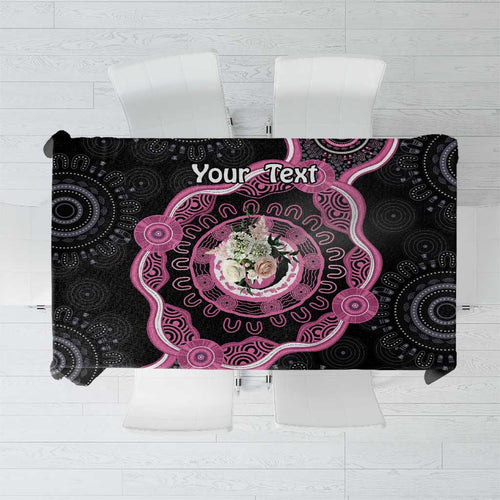 Personalised Australia Breast Cancer Tablecloth Brave Strong Aboriginal Art