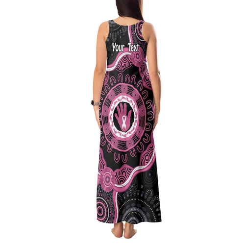 Personalised Australia Breast Cancer Tank Maxi Dress Brave Strong Aboriginal Art