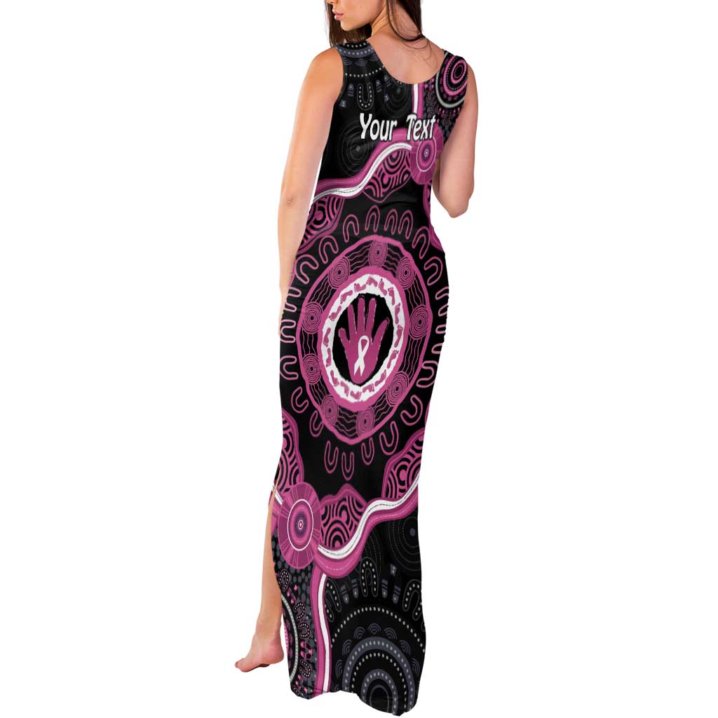 Personalised Australia Breast Cancer Tank Maxi Dress Brave Strong Aboriginal Art