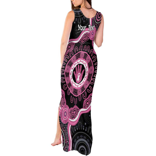 Personalised Australia Breast Cancer Tank Maxi Dress Brave Strong Aboriginal Art