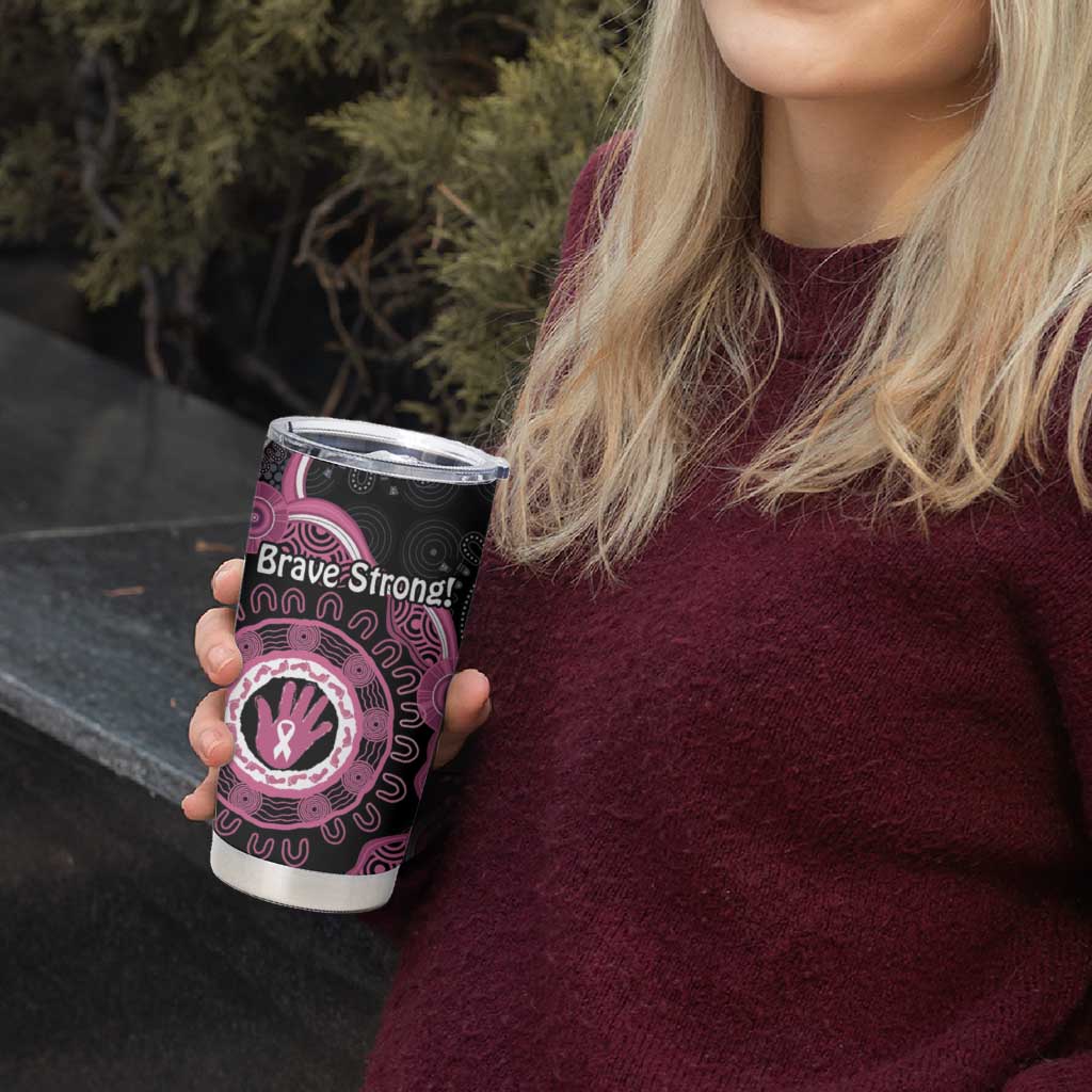 Personalised Australia Breast Cancer Tumbler Cup Brave Strong Aboriginal Art
