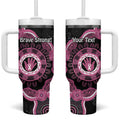 Personalised Australia Breast Cancer Tumbler With Handle Brave Strong Aboriginal Art