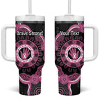 Personalised Australia Breast Cancer Tumbler With Handle Brave Strong Aboriginal Art