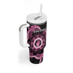 Personalised Australia Breast Cancer Tumbler With Handle Brave Strong Aboriginal Art