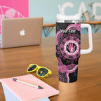 Personalised Australia Breast Cancer Tumbler With Handle Brave Strong Aboriginal Art