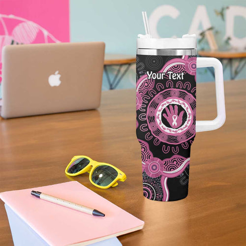 Personalised Australia Breast Cancer Tumbler With Handle Brave Strong Aboriginal Art