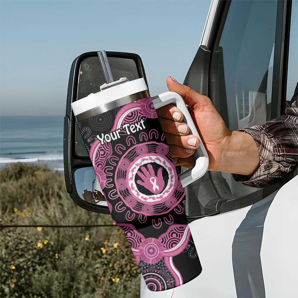 Personalised Australia Breast Cancer Tumbler With Handle Brave Strong Aboriginal Art