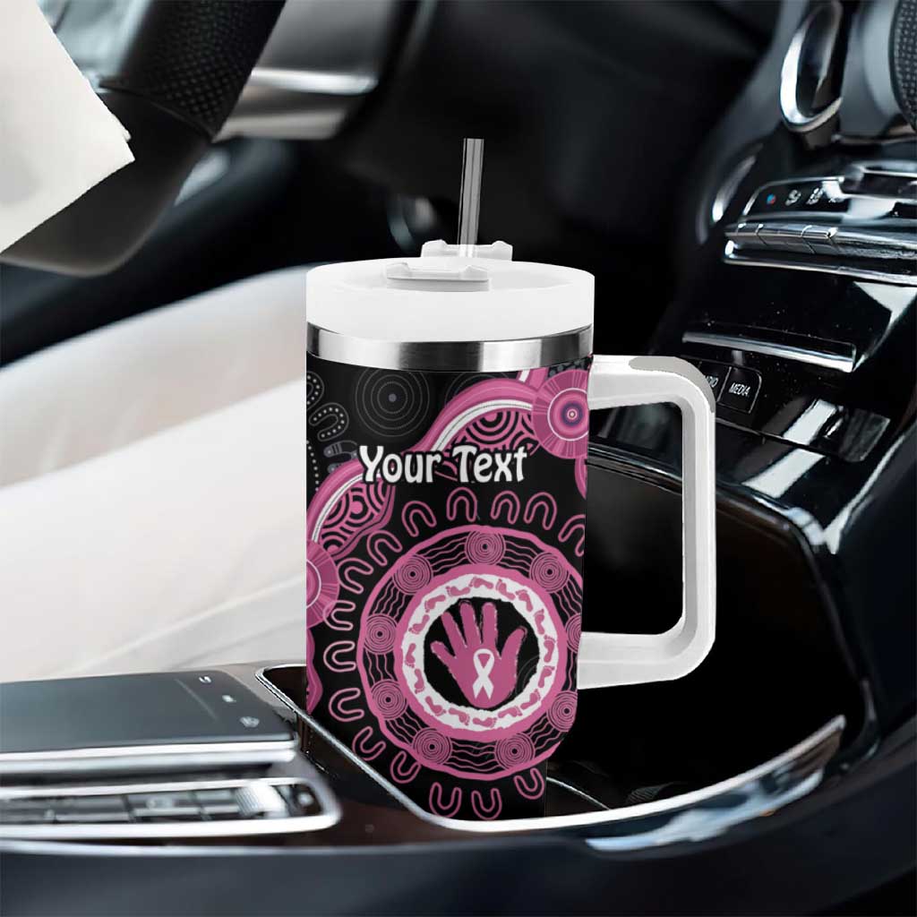 Personalised Australia Breast Cancer Tumbler With Handle Brave Strong Aboriginal Art