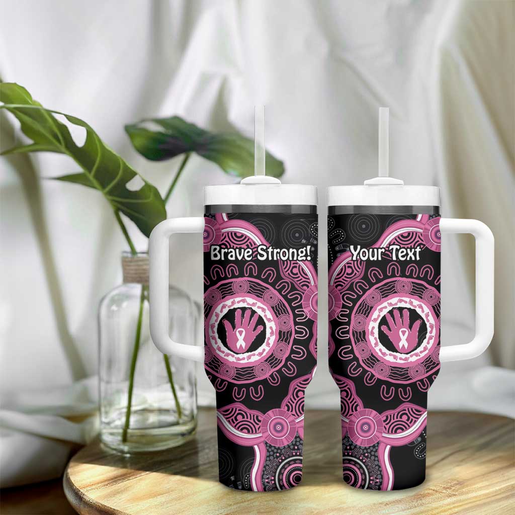 Personalised Australia Breast Cancer Tumbler With Handle Brave Strong Aboriginal Art