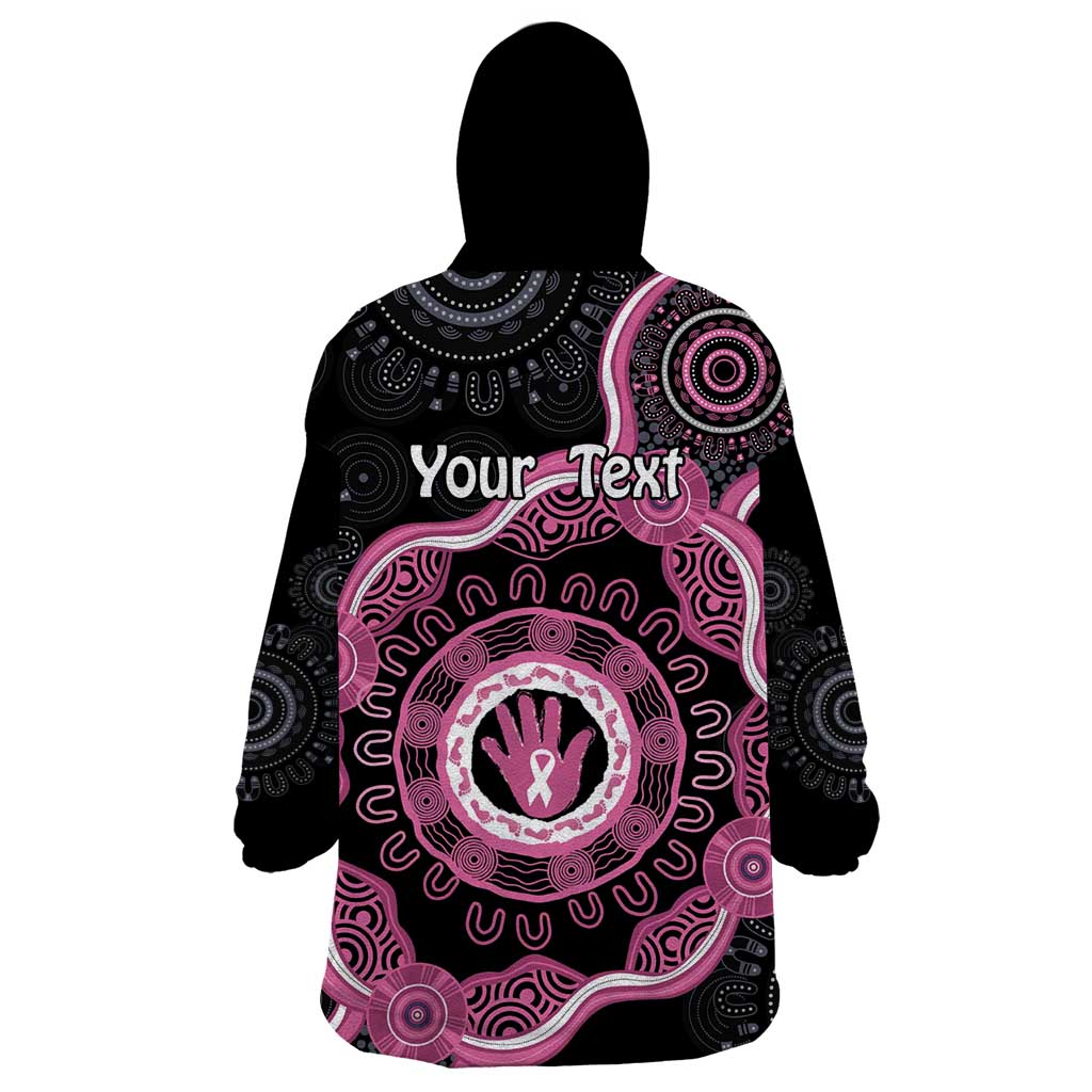 Personalised Australia Breast Cancer Wearable Blanket Hoodie Brave Strong Aboriginal Art