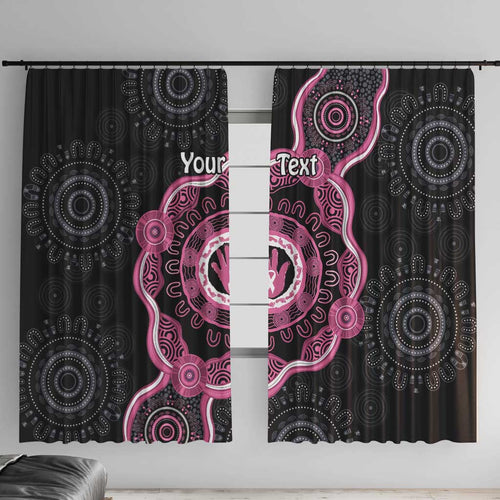 Personalised Australia Breast Cancer Window Curtain Brave Strong Aboriginal Art