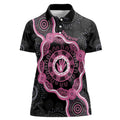 Personalised Australia Breast Cancer Women Polo Shirt Brave Strong Aboriginal Art