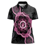 Personalised Australia Breast Cancer Women Polo Shirt Brave Strong Aboriginal Art