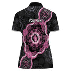 Personalised Australia Breast Cancer Women Polo Shirt Brave Strong Aboriginal Art
