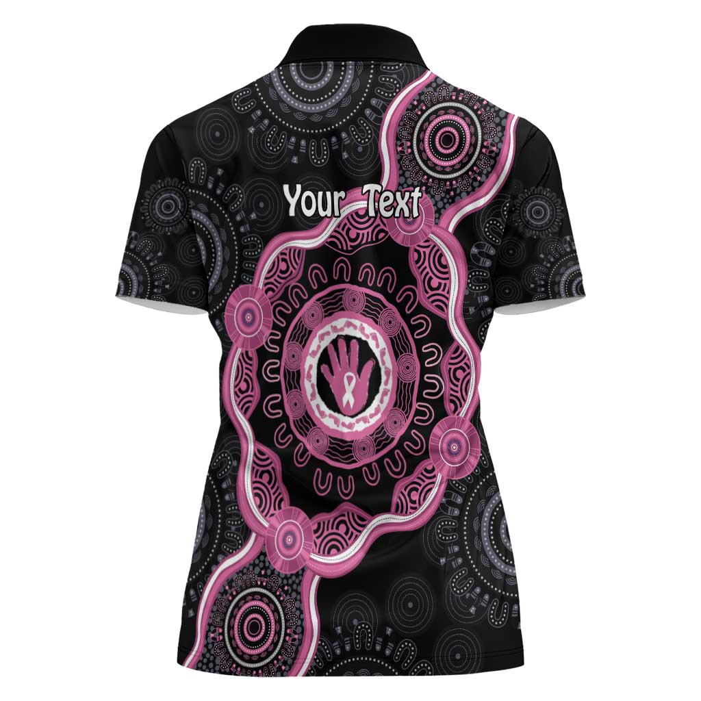 Personalised Australia Breast Cancer Women Polo Shirt Brave Strong Aboriginal Art