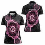 Personalised Australia Breast Cancer Women Polo Shirt Brave Strong Aboriginal Art