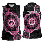 Personalised Australia Breast Cancer Women Sleeveless Polo Shirt Brave Strong Aboriginal Art