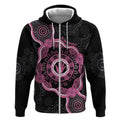 Personalised Australia Breast Cancer Zip Hoodie Brave Strong Aboriginal Art