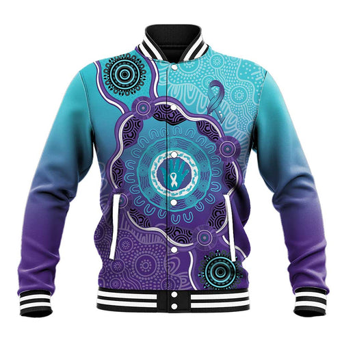 Australia Indigenous Baseball Jacket Suicide Prevention Month Ribbon Aboriginal Art