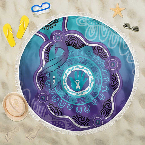 Australia Indigenous Beach Blanket Suicide Prevention Month Ribbon Aboriginal Art