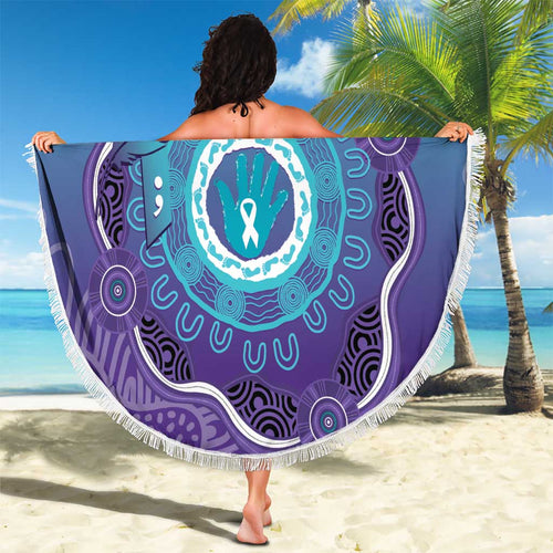 Australia Indigenous Beach Blanket Suicide Prevention Month Ribbon Aboriginal Art