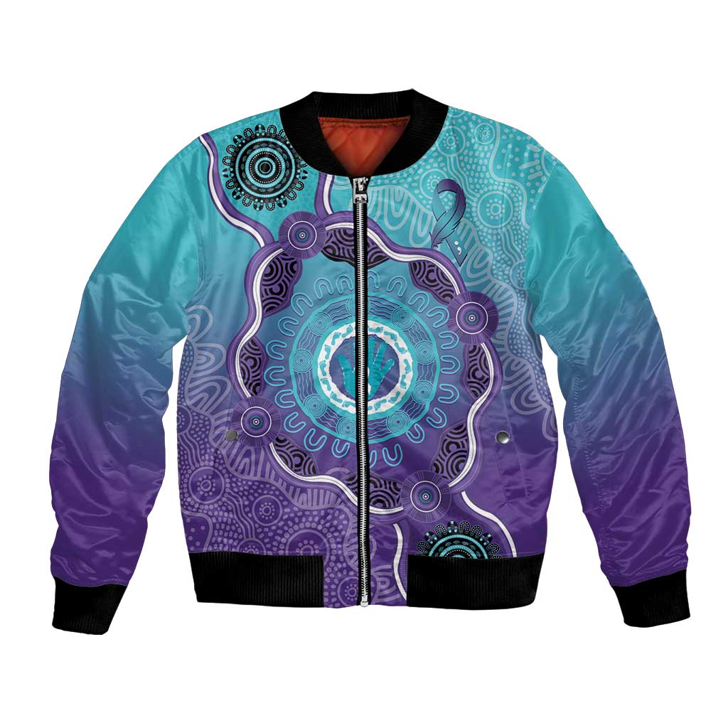Australia Indigenous Bomber Jacket Suicide Prevention Month Ribbon Aboriginal Art