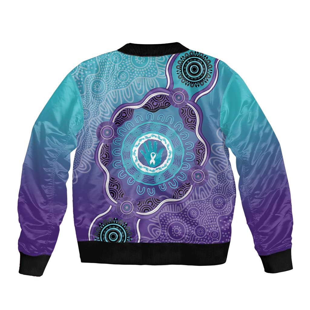 Australia Indigenous Bomber Jacket Suicide Prevention Month Ribbon Aboriginal Art