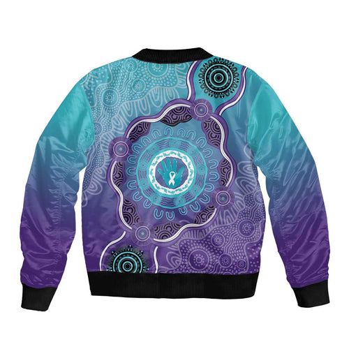 Australia Indigenous Bomber Jacket Suicide Prevention Month Ribbon Aboriginal Art