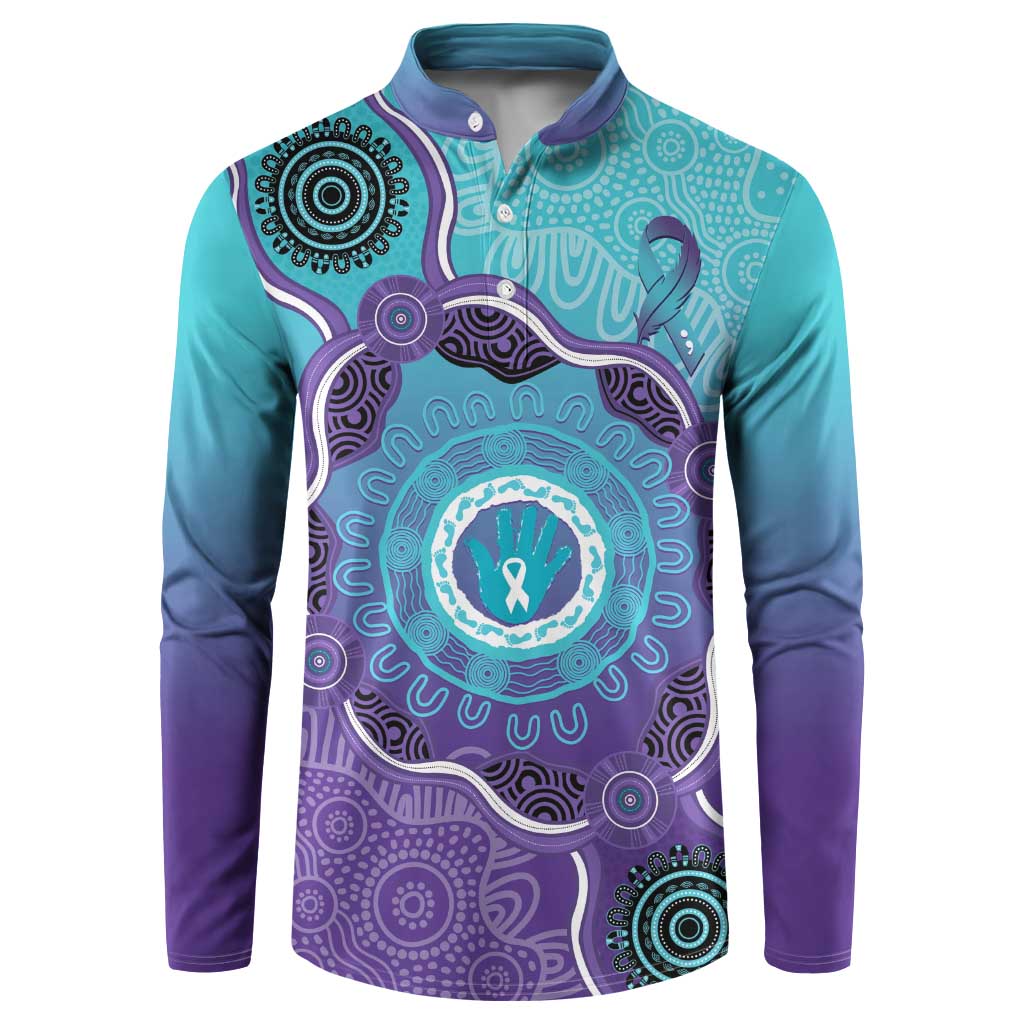Australia Indigenous Button Sweatshirt Suicide Prevention Month Ribbon Aboriginal Art