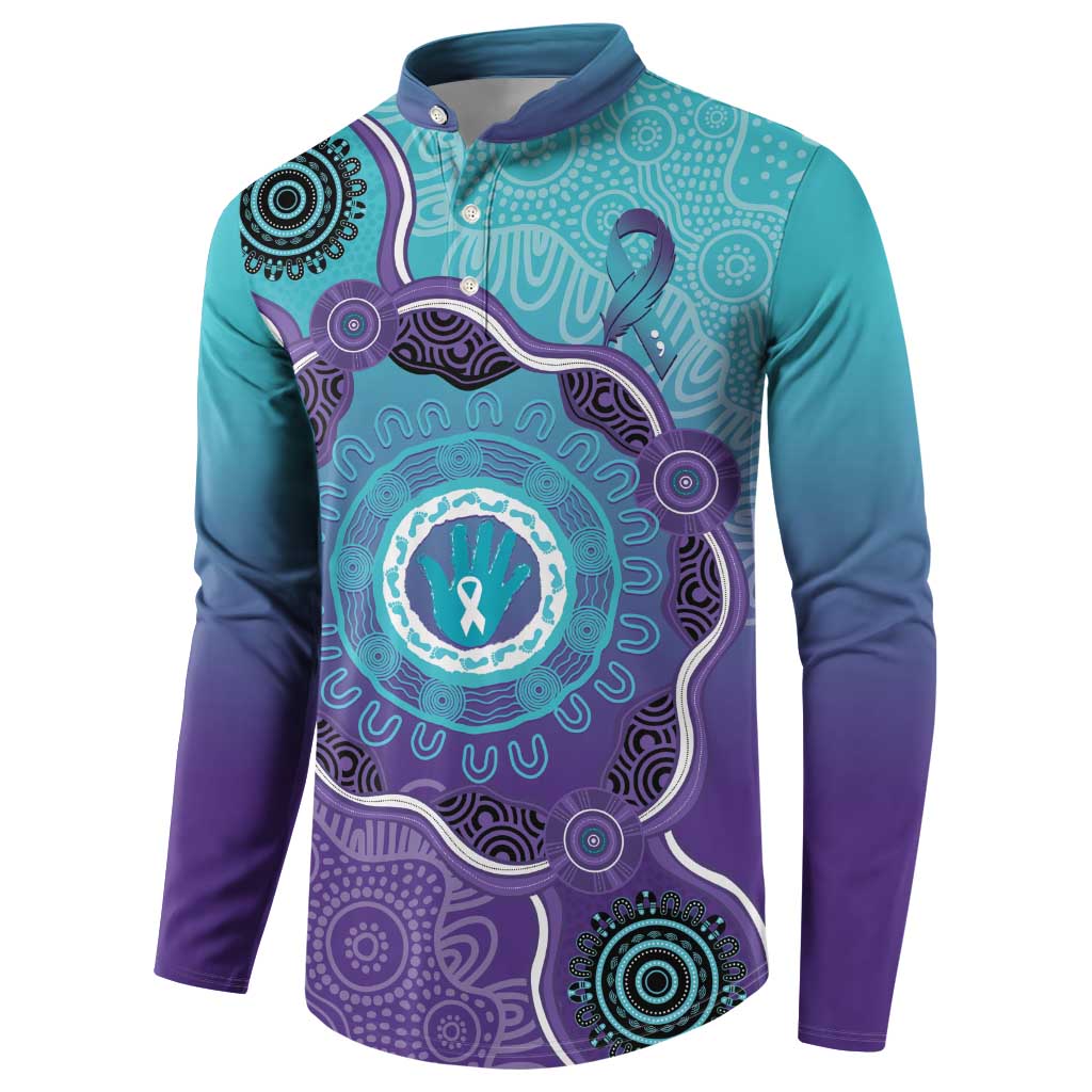 Australia Indigenous Button Sweatshirt Suicide Prevention Month Ribbon Aboriginal Art