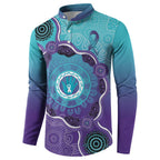 Australia Indigenous Button Sweatshirt Suicide Prevention Month Ribbon Aboriginal Art