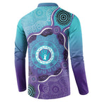 Australia Indigenous Button Sweatshirt Suicide Prevention Month Ribbon Aboriginal Art