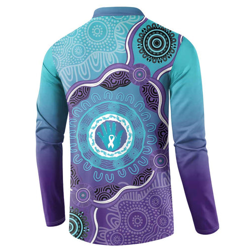 Australia Indigenous Button Sweatshirt Suicide Prevention Month Ribbon Aboriginal Art