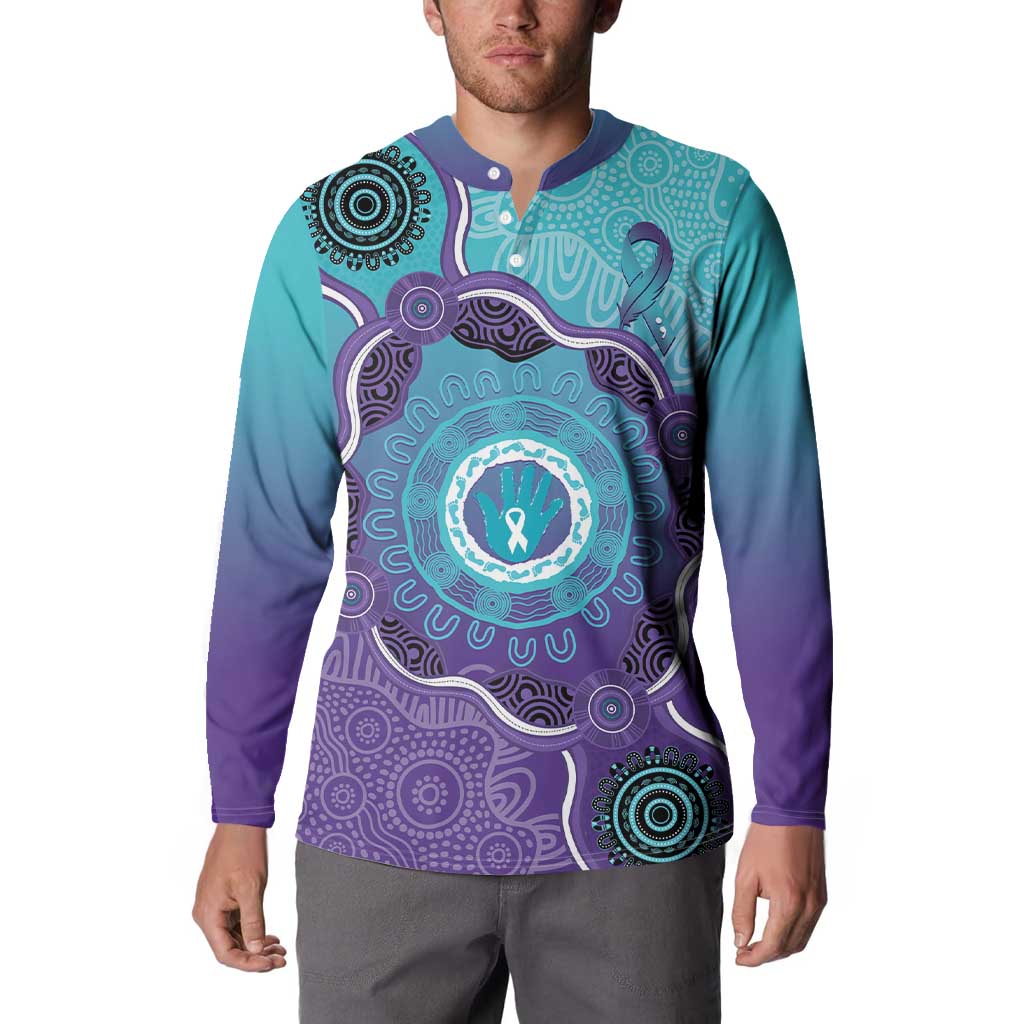 Australia Indigenous Button Sweatshirt Suicide Prevention Month Ribbon Aboriginal Art
